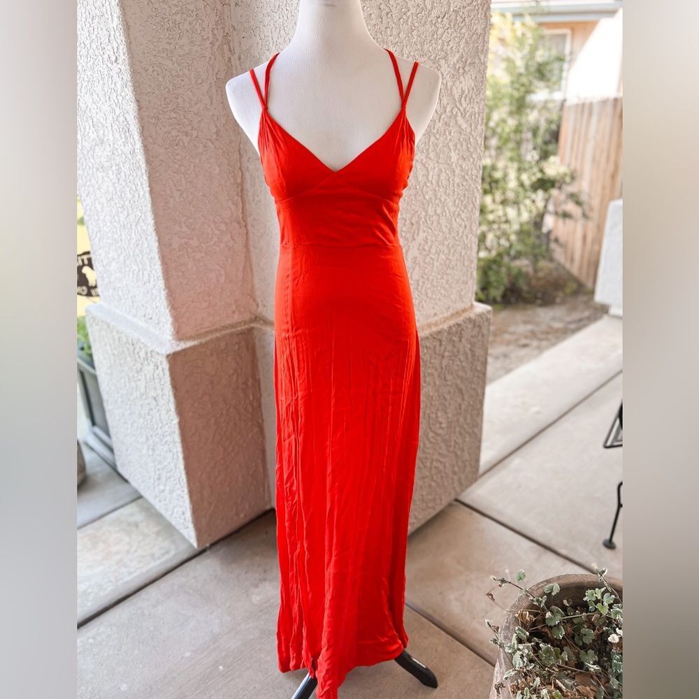 Inner coral red maxi dress small XS lulus
